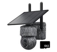 Caméra De Chasse Solaire 5MP 4G SIM, PTZ Sans Fil, Avec Panneau , Audio Bidirectionnel, Étanche For L'extérieur, Suivi Des Sentiers La Faune Images Et VidéOs Nettes(5MP 4G Camera Add 64GB Card)