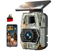 Caméra de Chasse Solaire, 60MP 4K WiFi Camera Chasse avec 5200mAh Batterie Rechargeable, 850nm LED Camera Infrarouge Vision Nocturne Animaux Caméra, Grand Angle 100°, Etanche IP66 avec Carte 32GB
