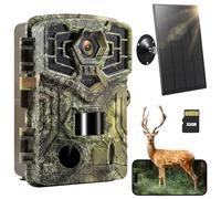 Caméra de chasse solaire WiFi - Caméra de jeu 2,7 K 48 MP avec vision nocturne et vitesse de déclenchement de 0,2 s, étanche IP66, carte SD 32 Go incluse, infrarouge à faible luminosité 850 nm pour