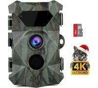 Caméra de chasse vidéo 4K 48 MP avec vision nocturne, détecteur de mouvement, portée de détection de 35 m, étanche IP66 et carte SD de 32 Go pour observation des animaux, surveillance de sécurité