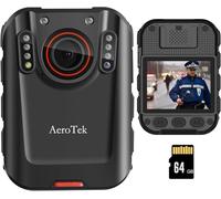 Caméra de corps 2K, caméra de police avec enregistrement vidéo de 64 Go et vision nocturne ultra infrarouge, caméra portée par le corps pour enregistreur d'application de la loi