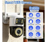 Caméra de HD 4MP étanche, vision nocturne couleur/N&B commutable, détection de mouvement intelligente IA, suivi automatique intelligent PTZ, boîtier en matériau premium, surveillance à double objectif