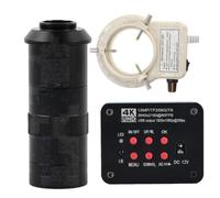 Caméra de microscope 4K UHD FHD 60FPS Microscope numérique vidéo électronique industriel et objectif 100X à monture C avec éclairage annulaire réglable à 56 LED - Bleu