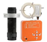 Caméra de microscope numérique électronique industriel 48MP 1080P 60FPS HDMI USB pour la réparation de téléphones et objectif 120X à monture C avec éclairage annulaire réglable à 56 LED