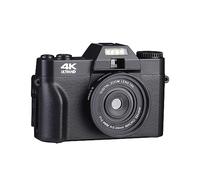 Caméra De Photographie Numérique Compacte 4K WiFi Web Cam Vlog Enregistreur Vidéo Caméscope 48MP 3 "Objectif Macro À Écran Rabattable Mise Au Point PréCise(128G TF Card,with Lens)