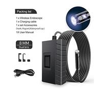 Caméra de plomberie, 2,0 MP 1080P HD 5. Endoscope industriel de 5mm Wifi Borecope IP67 Caméra de serpent câble semi-rigide imperméable Pour égouts(1m,8mm)