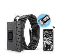 Caméra de plomberie, 2,0 MP Caméra d'inspection WiFi de Endoscope sans fil 108 0P HD Serpent Borescope Caméra tube avec 6 Led Pour égouts(5m,8mm Dual lens)