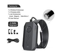 Caméra de plomberie, Endoscope sans fil de l'endoscope à double lentille 1080P avec 8 LED Caméra d'inspection Zoomable Snake Camera Pour égouts(5m,5.5mm single lens)