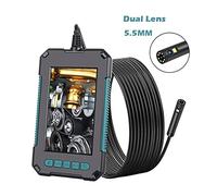 Caméra de plomberie, P40 Caméra de l'endoscope industrielle Simple & Dual Lens 39mm 5,5mm 8mm 108 0P 4.3 "IPS Écran Borecope IP68 Imperméable Le DS 2600MAH Pour égouts(5m,5.5mm Dual Rigid)