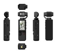 Caméra de poche 4K Ultra HD Q8, tête de caméra rotative, stabilisateur 3 axes intégré, caméscope rechargeable 2000 mAh, caméra grand angle étanche pour vlogging, diffusion en direct,Black-135*45*29mm