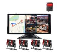 Caméra De Recul 10.36 "4CH WiFi sans Fil Android Auto AI Angle Mort BSD Alarme DVR Enregistrement Moniteur IR Cam pour Camion Bus(128G TF,2BSD with IR Camera)