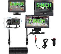 Caméra De Recul 2 En 1 Lcd Ccd Pour Stationnement De Voiture,Avec Écran De Moniteur De 4.3/5/7 Pouces,Pour Camion,Bus,Sécurité,Vision Nocturne With 6m Cable 7 Inch