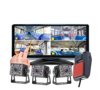 Caméra de recul 4 canaux pour véhicule DVR - Vision nocturne infrarouge - 10,36" 1080p AHD - Caméra de recul MP5 FM - Moniteur tactile de rechange pour camion (128 G, A) (B/64G)