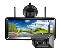 Caméra De Recul Caméra Recul À Aimant Solaire sans Fil, avec Vue Arrière De 7 Pouces, Moniteur D'enregistrement DVR pour Camping-Car/Camion/remorque(None)