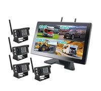 Caméra De Recul Caméra Recul Numérique sans Fil AHD, Enregistreur DVR 10 Pouces, avec Moniteur WiFi, pour Camion, Remorque, Bus, Pick-up, Camping-Car(128G,Add 4 Camera)