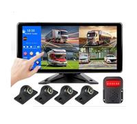 Caméra De Recul Écran Partagé 10.36 Pouces 4CH Alarme BSD d'angle Mort Enregistreur Vidéo DVR Intégré Caméra 170 ° AHD1080P pour Camping-Car Camion Et Bus(Monitor add 4pcs 899,128G TF)