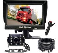 Caméra de recul étanche à 4 broches de 7" - Vision nocturne - Système de stationnement HD pour camion, caravane, moissonneuse, camping-car