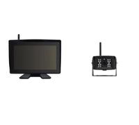 Caméra de recul étanche sans fil 22,9 cm AHD DVR Moniteur arrière/avant/latéral 1080p Camion Chariot élévateur Pelle Sauvegarde Véhicule agricole (2 caméras, carte 128 Go) (carte 128 Go/4 caméras)