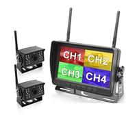 Caméra De Recul Moniteur DVR sans Fil AHD 7 Pouces, 720P, Haute Définition, Vision Nocturne, Enregistreur Sauvegarde Inversée, Caméra WiFi pour Bus, Voiture(2 Cameras)