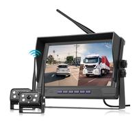 Caméra de Recul Numérique sans Fil, 2 Caméras avec Moniteur IPS 9 Pouces, Caméra de Recul étanche IP68 BSD Vision Nocturne Retournement d'image Vidéo en Boucle pour Camion/Remorque/Camping-Car/Bus