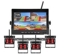 Caméra de recul numérique sans Fil 7 Pouces, écran partagé, 1/2/3/4x, Vision Nocturne, étanche, 12-24 V, for Caravane, Camping-Car, Camion(1 Camera Kit)