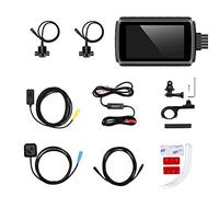 Caméra de recul pour Voiture 4 Pouces Moto caméra 1080P DVR Avant arrière Double caméra Moto Dash Cam enregistreur étanche GPS DashCam(64G)