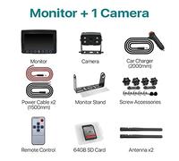 Caméra de recul pour Voiture Caméra de recul numérique sans Fil AHD et Kit de Moniteur de stationnement AHD DVR 9 ''pour Camion/remorque/Bus/RV/camions/remorque(1 Cameras add 64GB)