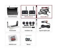 Caméra de recul pour Voiture Caméra d'enregistrement DVR de Sauvegarde sans Fil numérique AHD et Kit de Moniteur AHD 9 Pouces 4CH for Camion/remorque/Bus/camions/remorque(with 2 cam add 128G)
