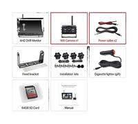 Caméra de recul pour Voiture Caméra d'enregistrement DVR de Sauvegarde sans Fil numérique AHD et Kit de Moniteur AHD 9 Pouces 4CH for Camion/remorque/Bus/camions/remorque(with a Camera a 64G)