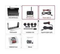 Caméra de recul pour Voiture Caméra d'enregistrement DVR de Sauvegarde sans Fil numérique AHD et Kit de Moniteur AHD 9 Pouces 4CH for Camion/remorque/Bus/camions/remorque(with a Camera a 128G)