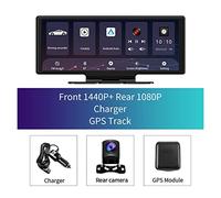 Caméra de recul pour Voiture Enregistreur Dashcam 4K sans Fil Carplay et caméra de Tableau de Bord Automatique vidéo DVR Double lentille Sortie Aux Miroir(Dual Lens - GPS,with 128GB Card)
