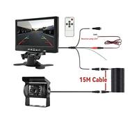 Caméra de recul pour Voiture MJDOUD 7 Pouces Voiture Vue arrière caméra Moniteur for Camion stationnement 9-36V Bus Affichage de sécurité avec 1024 * 600 HD écran LCD Universel(700H-BUS-15M)