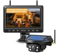 Caméra de Recul sans Fil Solaire avec Batterie 10000mAh, Caméra de Recul sans Fil 7", Étanchéité IP69, Vision Nocturne Infrarouge, pour Caravane, Camion, Voiture, Camping-Car (VS-7E)