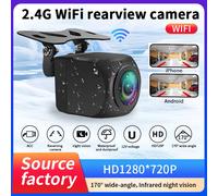 Caméra de recul sans fil WiFi 2.4G 720P HD 170° ° Caméra de recul grand angle vision nocturne 12V compatible avec iPhone Android pour voiture
