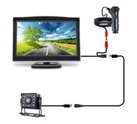 Caméra De Recul Universelle pour Voiture, avec Moniteur De 5 Pouces, pour Camion, Écran CCD HD, Vision Nocturne LED, Étanche 12V/24V Caméra Arrière(5M Cable)