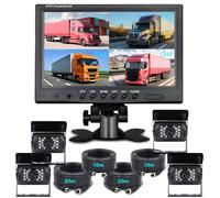 Caméra de Recul Véhicule, Caméra de Voiture 9 Pouces Moniteur 4 écrans Divisés Front View, Camera de Avant Recul Filaire Câble 4 Broches pour Camping Car Camion 18 IR Vision Nocturne étanche 4 Caméra