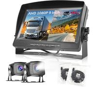 Caméra De Recul Voiture Double, Écran 9 Pouces Moniteur Lcd Enregistrement Vidéo Ip69 Étanche Couleur Vision Nocturne Filaire Caméra De Voiture Avec Câble Pour Camion/Camping-Car/B[Yin4186776]