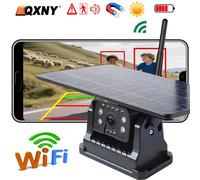 Caméra de sauvegarde solaire sans fil avec support magnétique, alarme AI, vue avant/arrière, téléphone portable, IPhone, application Android pour camion, Bus, RV, camion