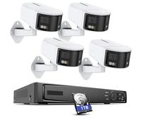 Caméra De Sécurité 6MP Double Objectif 8CH NVR Ultra HD POE AI Détection Humaine CCTV Kit De Surveillance Vidéo 180 Degrés Panoramique(4T,8CH 6MP Camera-01)