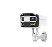 Caméra de Sécurité, 8MP 180 ° Double Objectif caméra IP 2K 4MP POE de sécurité panoramique 4K détection Humaine Balle Surveillance extérieure NVR(4MP POE with 64G)