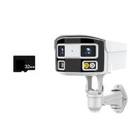 Caméra de Sécurité, 8MP 180 ° Double Objectif caméra IP 2K 4MP POE de sécurité panoramique 4K détection Humaine Balle Surveillance extérieure NVR(4MP POE with 32G)