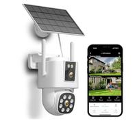 Caméra de sécurité, 8MP 4K Solar Wirelesss IP Camera with 12000MAh Battery Outdoor HD 4MP Dual Lens WiFi IP Camara Solar Panel CCTV Security(8MP 4G NO SD Card)