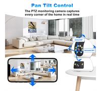 Caméra de sécurité à double lentille 2K Ultra HD, Pan/Tilt, stockage de 128 Go