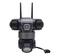 Caméra de sécurité à Trois Objectifs, Appareil Photo WiFi 2MP Extérieur, Audio Bidirectionnel, Alarme Vocale, avec Support et Alimentation électrique, Détection (Prise UE)