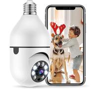Caméra de sécurité ampoule, caméra IP panoramique 360 avec rotation/inclinaison, WiFi 2,4 GHz 1080p