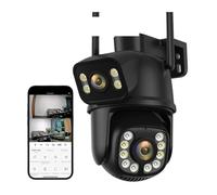 Caméra de sécurité, Caméra 4K 8MP PTZ, Zoom numérique 4X 4MP, double objectif, double écran, suivi automatique, vidéosurveillance, caméra IP extérieure Pour la sécurité de votre domicile(8MP NO SD Car