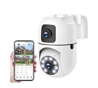 Caméra de Sécurité, Caméra de Surveillance Wi-FI 4MP à Double Objectif, Double écran, Zoom x8, intérieur, étanche, Suivi Automatique, sécurité sans Fil(Camera Add 64G)