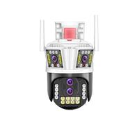 Caméra de sécurité, Caméra extérieure IP 16MP 8K PTZ Quatre objectifs Trois écrans Zoom hybride 10X Suivi automatique Audio de sécurité étanche IP66 pour la sécurité de la maison(16MP Add 32G Card)