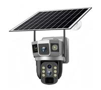 Caméra de sécurité Caméra solaire 12mp 4G LP CCTV, Zoom 10x HD, double objectif, Triple image, suivi automatique, sécurité extérieure 6K, PTZ avec panneau solaire et stockage en option(4G Camera 32GB