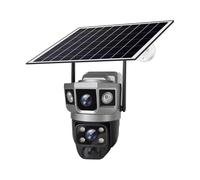 Caméra de sécurité Caméra solaire WIFI à double objectif et trois écrans, 12mp, Zoom 10X, suivi automatique, détection humanoïde, prise en charge de la caméra IP66 avec panneau solaire et stockage en